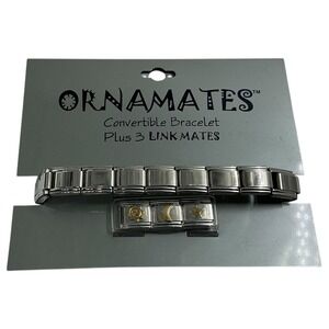 ORNAMATES Convertible Charm Bracelet Plus 3 Link Mates Set Silver Tone